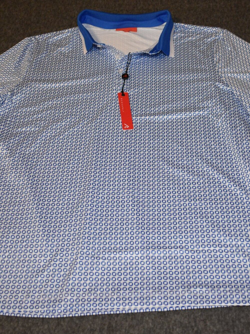 Redvanly Men's XL Devine Performance Golf Polo Marine Blue Athletic Luxury $110